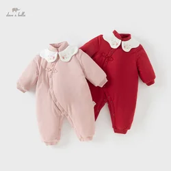 Dave Bella Baby Jumpsuit Newborn Creeper 2024 New Autumn  winter Girl's Romper Casual Cotton Comfortable Cute DB4243304