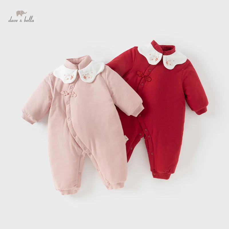 Dave Bella Baby Jumpsuit Newborn Creeper 2024 New Autumn  winter Girl's Romper Casual Cotton Comfortable Cute DB4243304