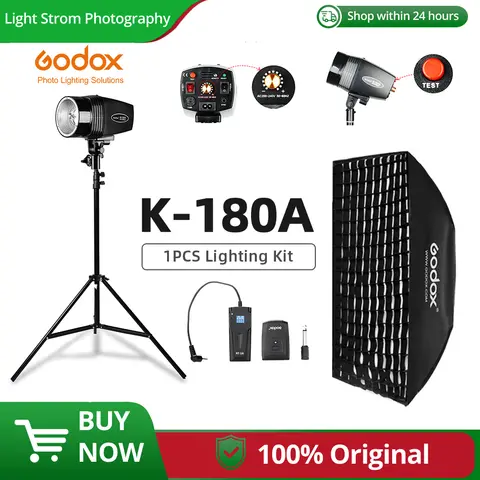 Godox K-180A 180Ws Photography Studio Flash Strobe Light + 50 X 70cm Gird Softbox + 180cm Light Stand + RT-16 Trigger Flash Kit