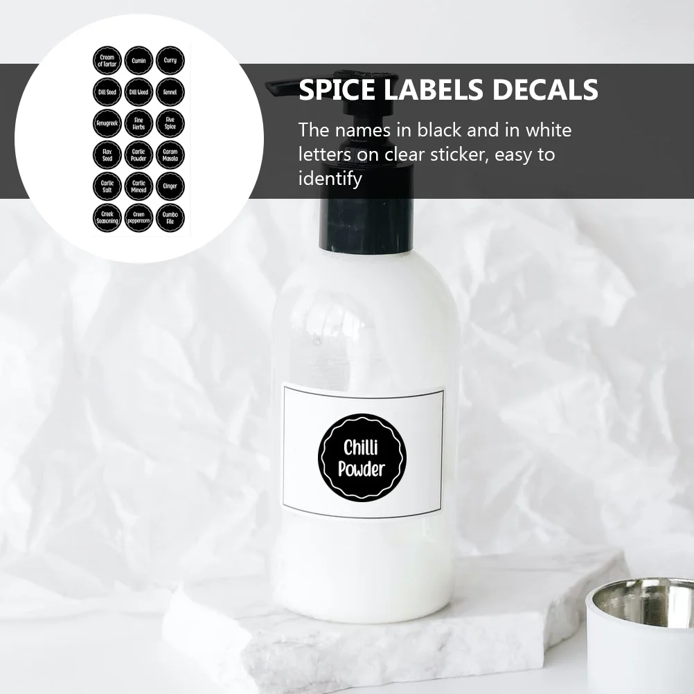 144 Pcs Spice Jar Labels Decals for Automatic Accessories Ingredients Name Utensil Blackboard Sticker