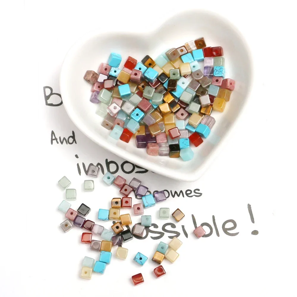 Natural Amethyst Square 4mm Beads with Hole for Jewelry Making Bracelets Necklaces 20PCS Random Chakras Crystal Amazonite Quartz image 5