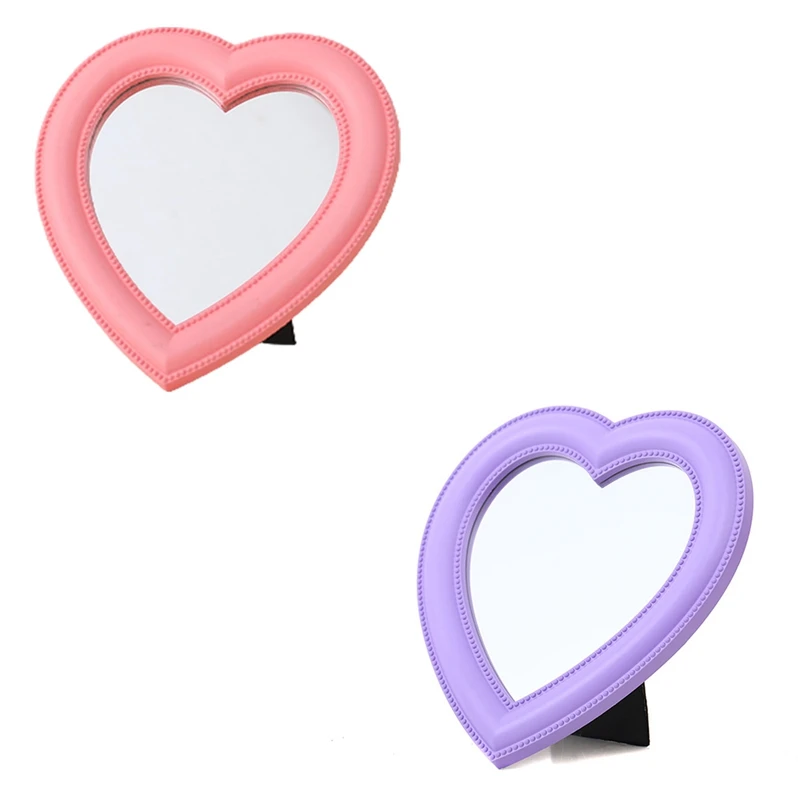 HOT!Love Mirror Desktop Makeup Mirror Wall Mounted Dual-Use Vanity Mirror Girl Room Wall Decor Heart-Shaped Mirror