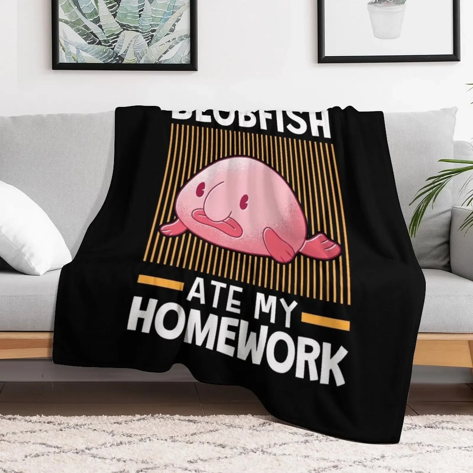 Blobfish ate my homework Throw Blanket Multi Purpose Soft Warm Blanket for Home Travel
