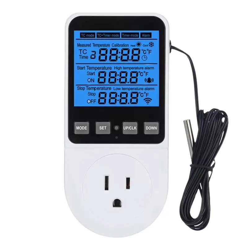 B62B-Temperature Control Socket Timer Switch Full Functionality Digital Thermostat Heating Cooling Regulation Thermometer US US