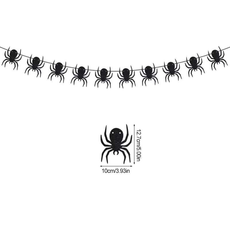 Halloween Hanging Garland Bat Ghosts Spider Pattern Paper Banner Happy Halloween Decorations Home Supplies