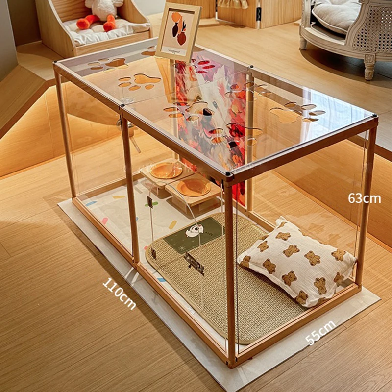 High 63CM Indoor Teddy Small Dog Fence Isolation Door Dog Cage House Transparent Puppy Fences DIY Free Combination Pet Supplies