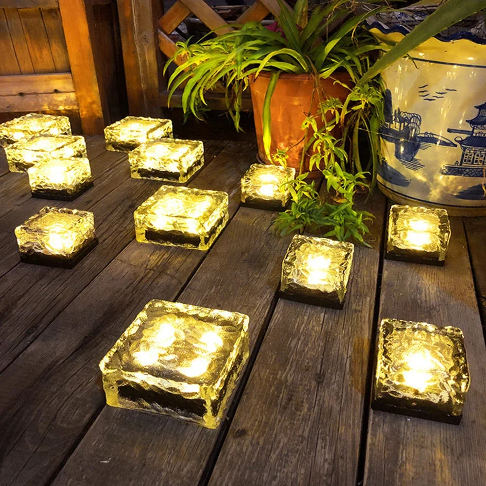 

Solar Lights Outdoor Waterproof LED Brick Lights Pavers Glass lawn lamp Patio, Pathway, Garden Courtyard Decoration Night Light