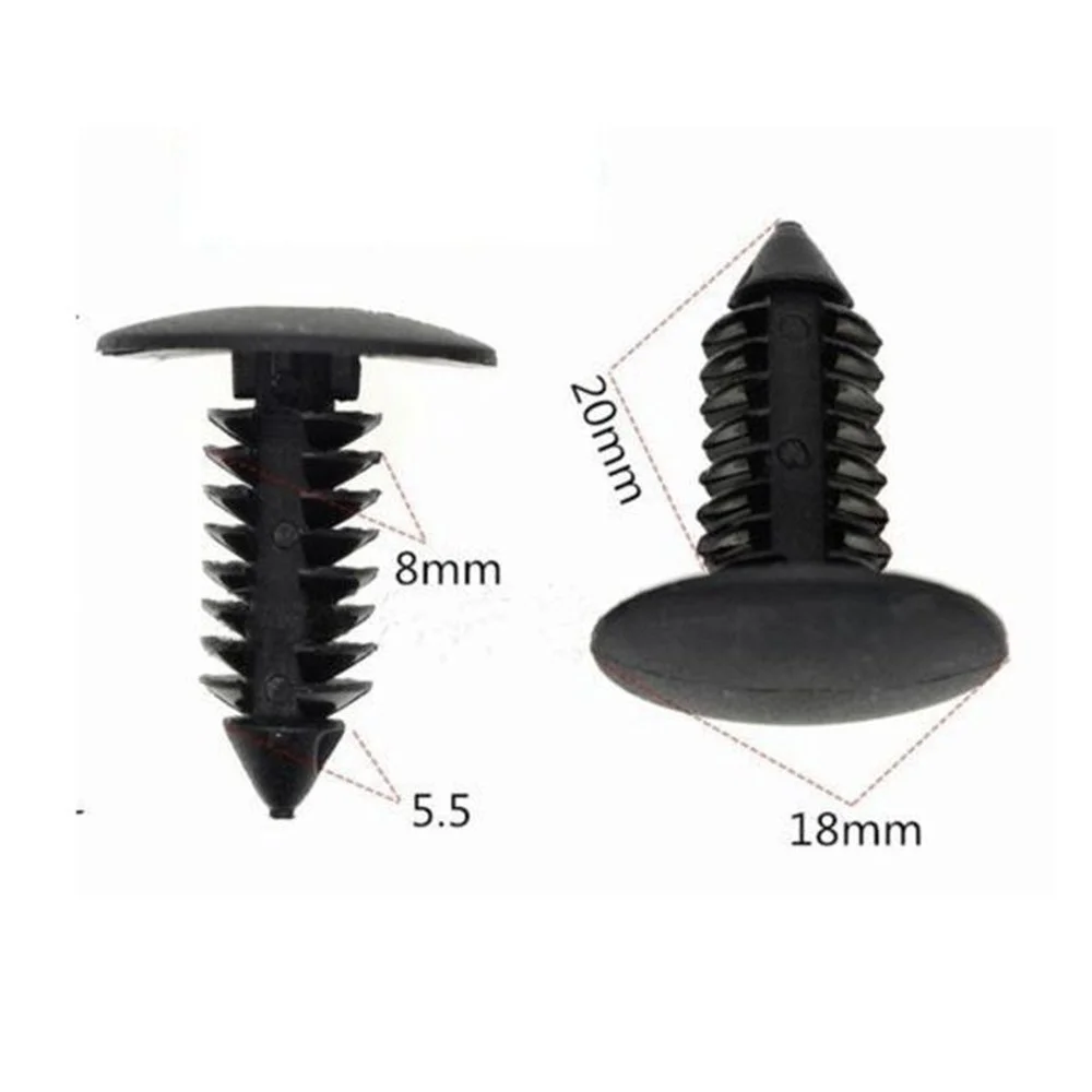 

100 pcs/lot 8mm hole Universal Black Cars Lined Cover Barbs Christmas Tree Rivet Fasteners Auto Fasteners For Cars