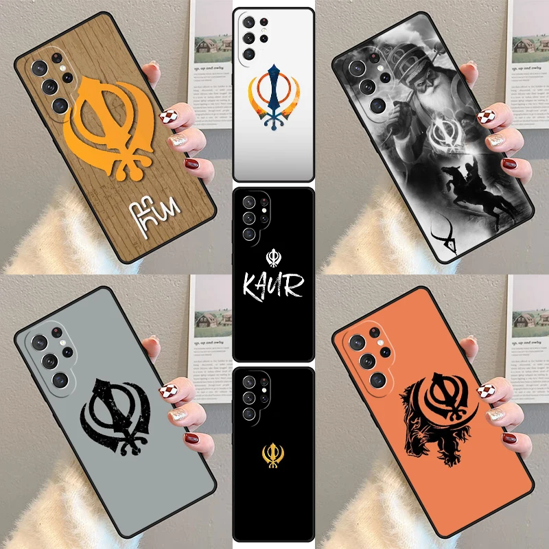 Sikh Khanda Sikhism Phone Case For Samsung Galaxy S23 S21 S20 FE S24 S22 Ultra Note20 S10 S9 S8 Plus Silicone Cover