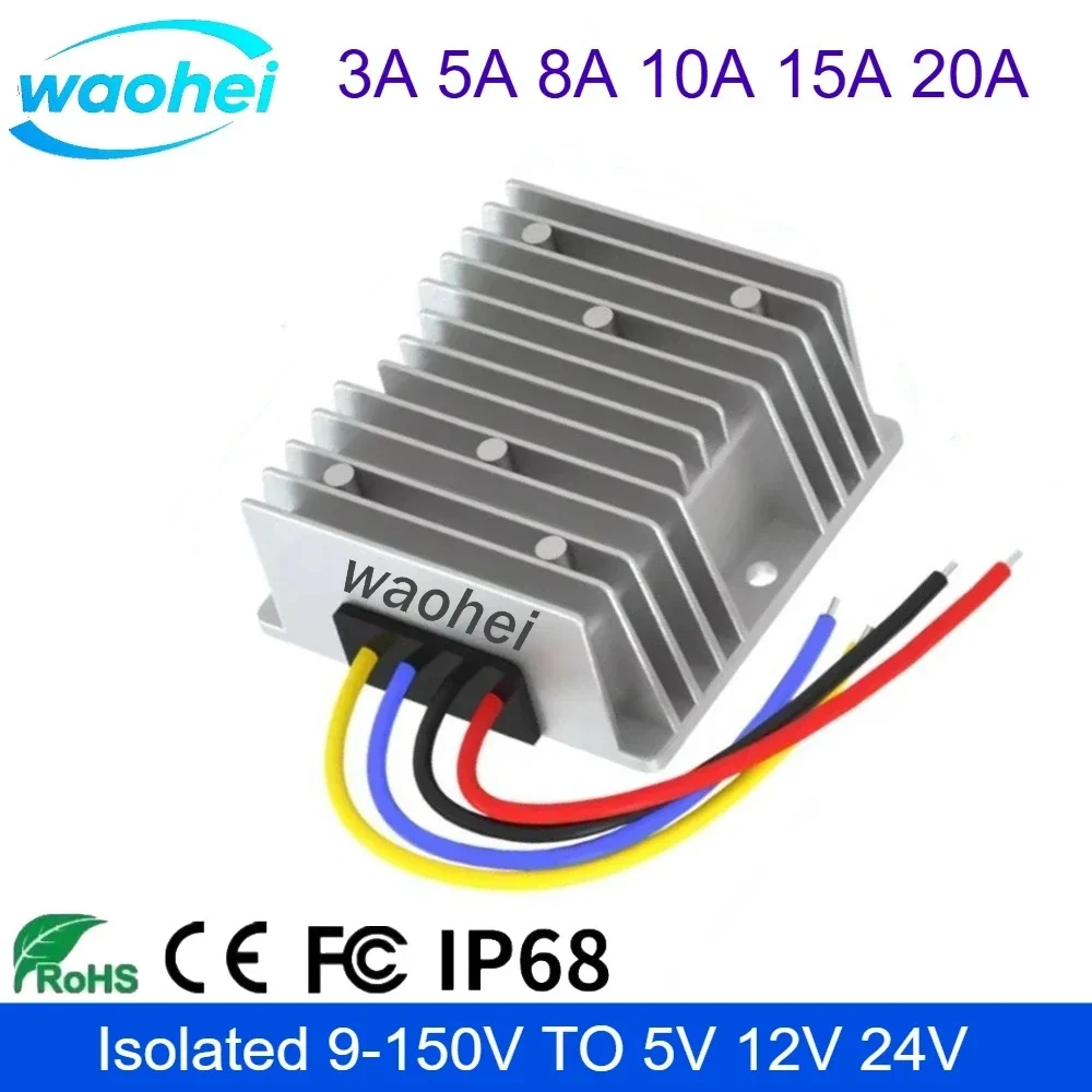 Isolated 9-150V 12V 24V 36V 48V 60V 72V 100V to 5V 12V 24V DC Buck Step Down Converter Less Interference Voltage Regulator CE