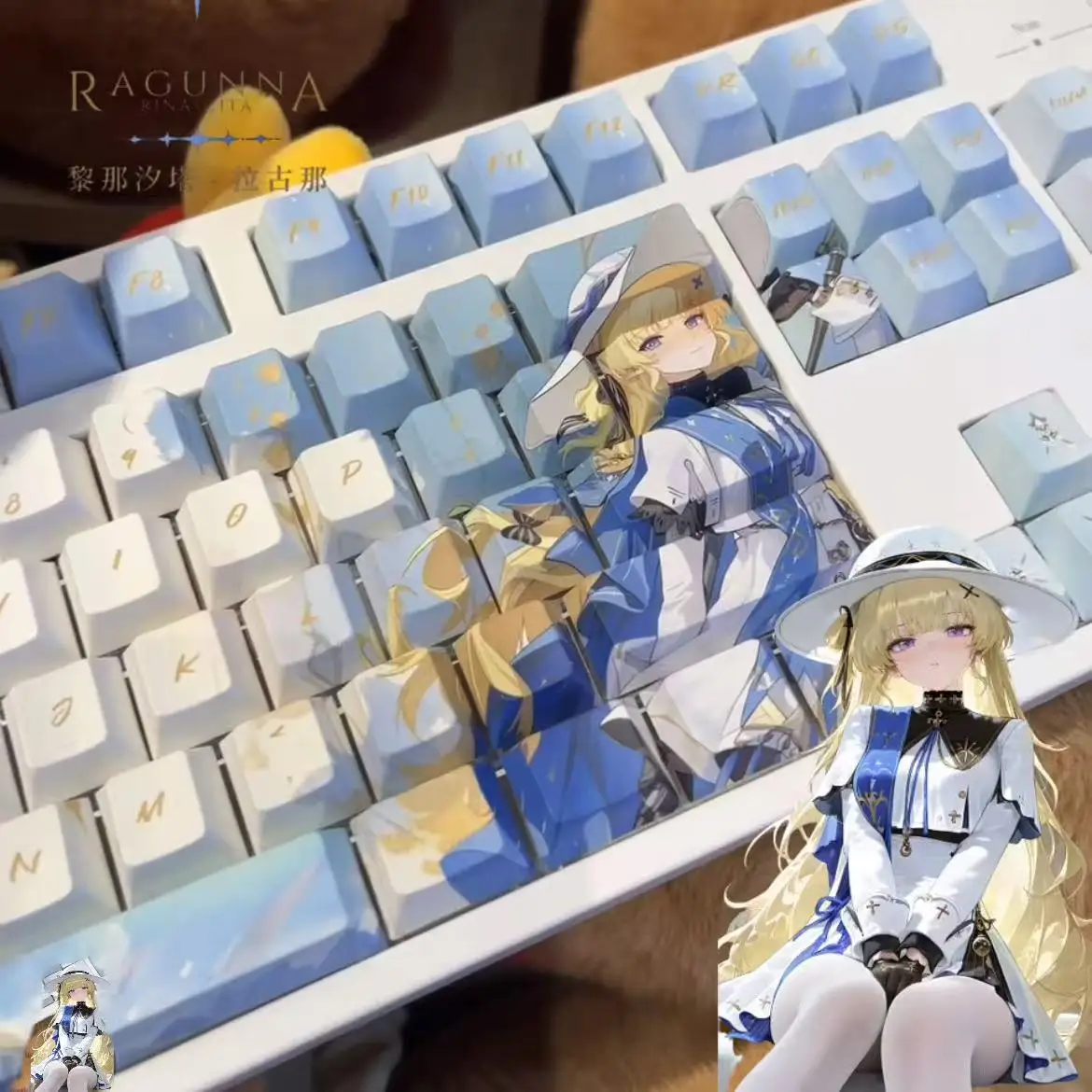 

128 keys Wuthering Waves Theme Phoebe Custom Keycaps Chreey Anime Game Side-print Transparent Dye-Sub Mechanical Keyboard caps
