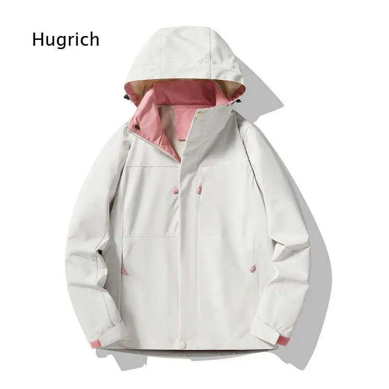 Thin Soft Shell Hooded Detachable Jacket Windproof Waterproof Breathable Mountaineering Outer Coat For Men Women Spring Autumn