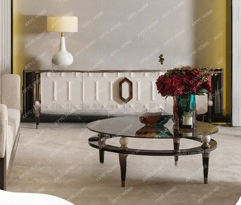 light luxury paint TV cabinet villa living room advanced decorative cabinet modern household storage floor side cabinet