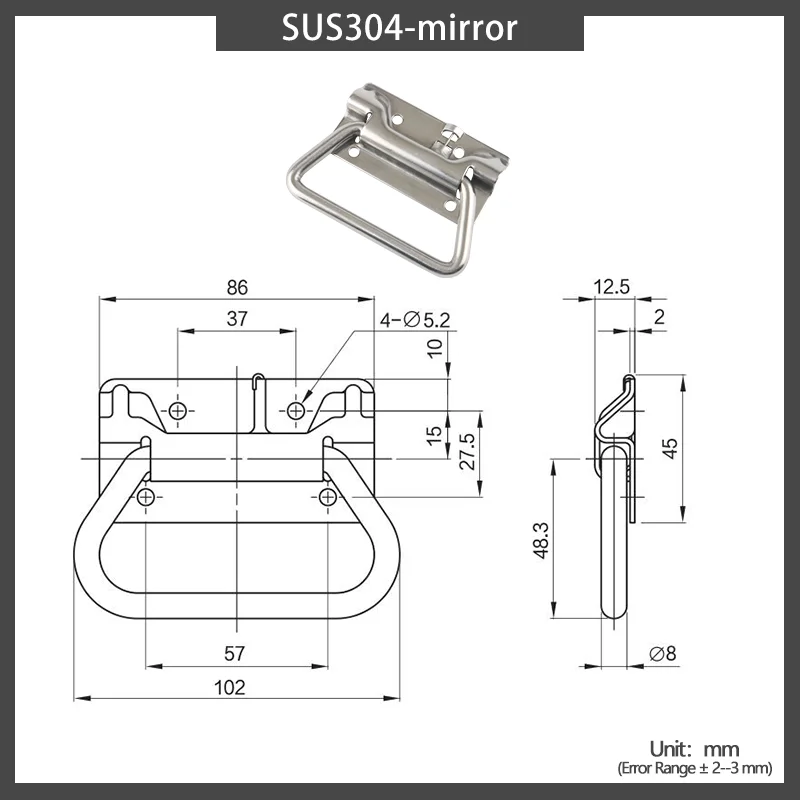 304 Stainless Steel Thickened Folding Activity Box Fire Box Side Handle Industrial Equipment Box Handle