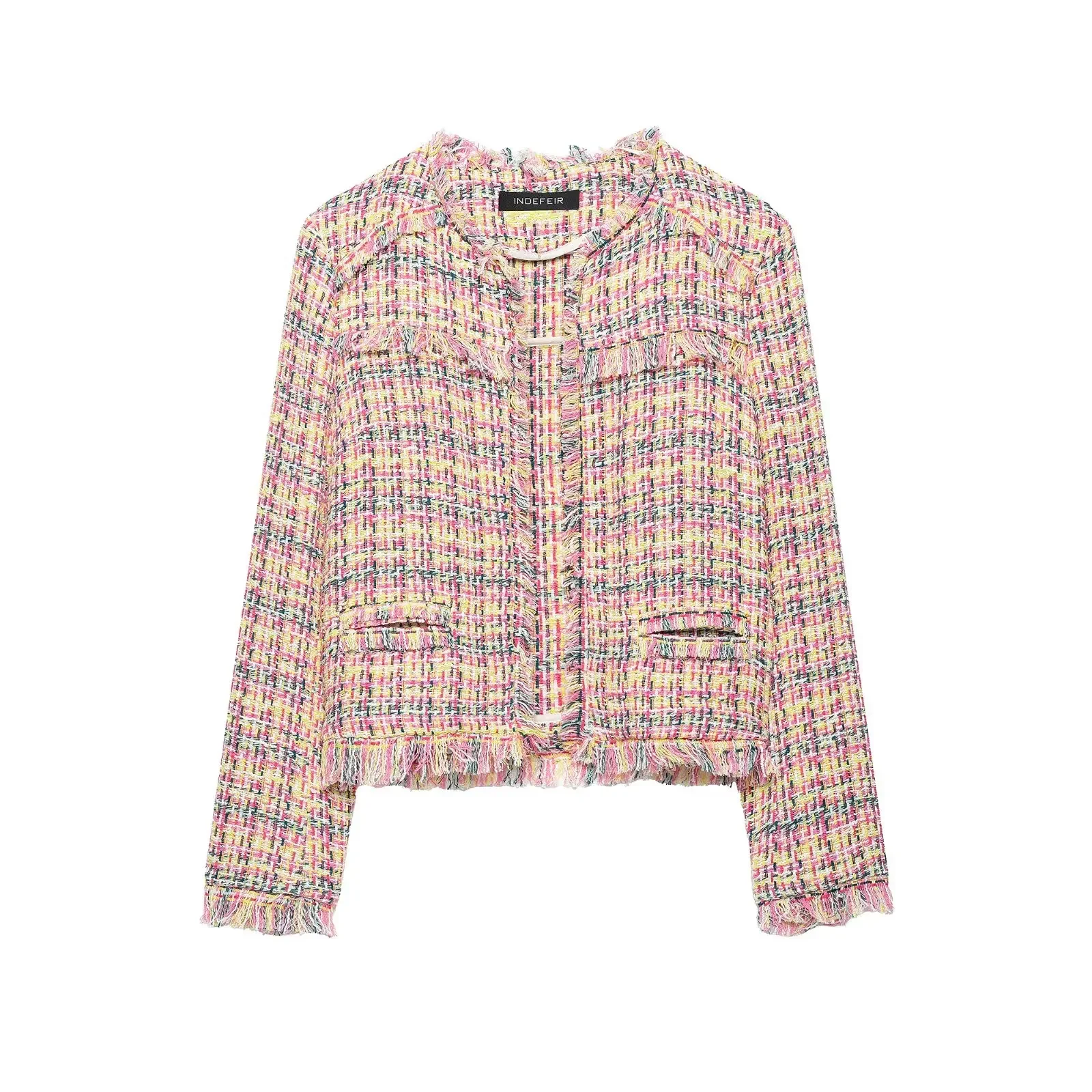 2026 KLKXMYT Elegant Chic Tassel Women's Jacket Autumn Long Sleeve Tweed Short Jackets Top Casual Streetwear Fashion Coat ﻿