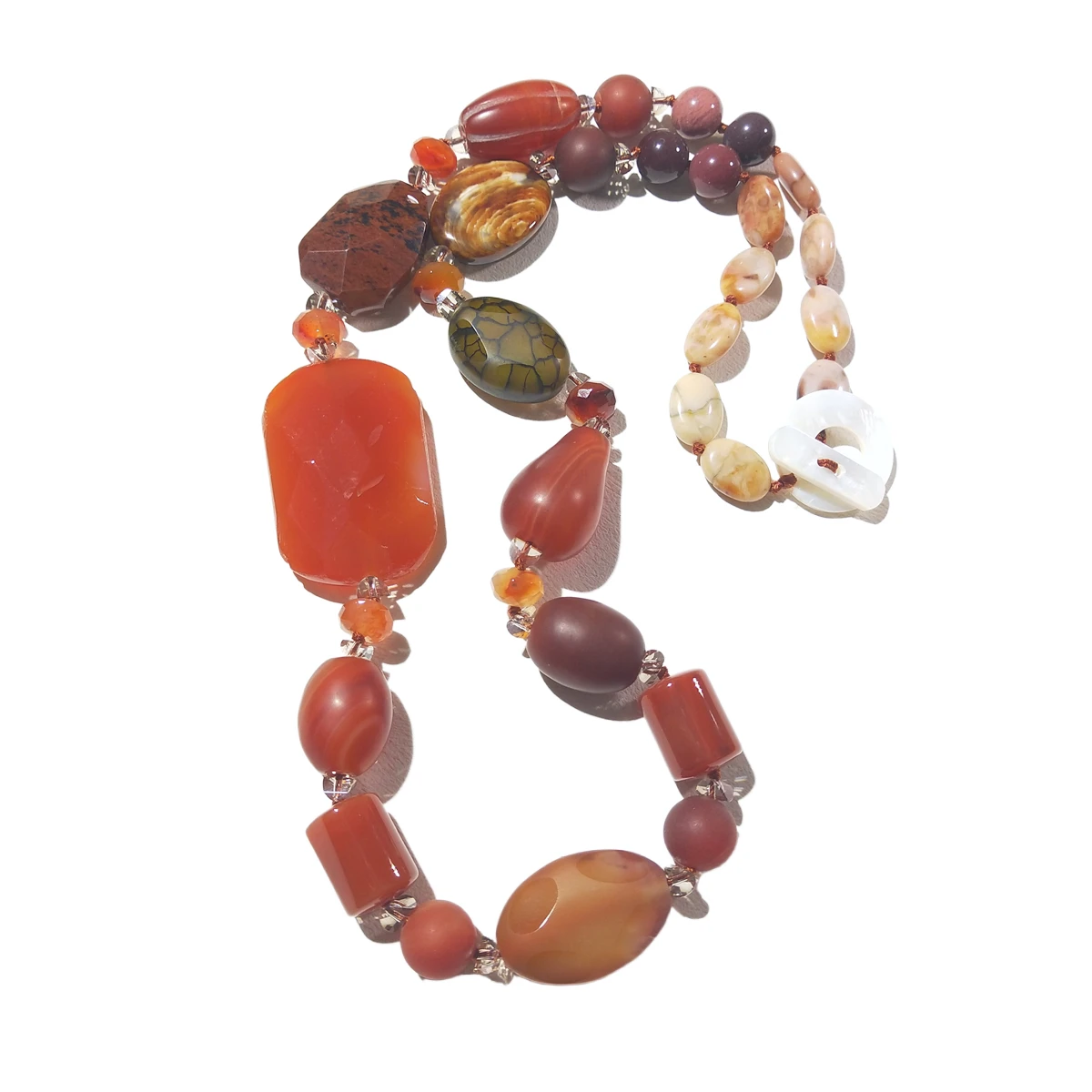 Lii Ji Natural Stone Agate Obsidian Crystal Necklace 67cm Women Jewelry Stock Sale