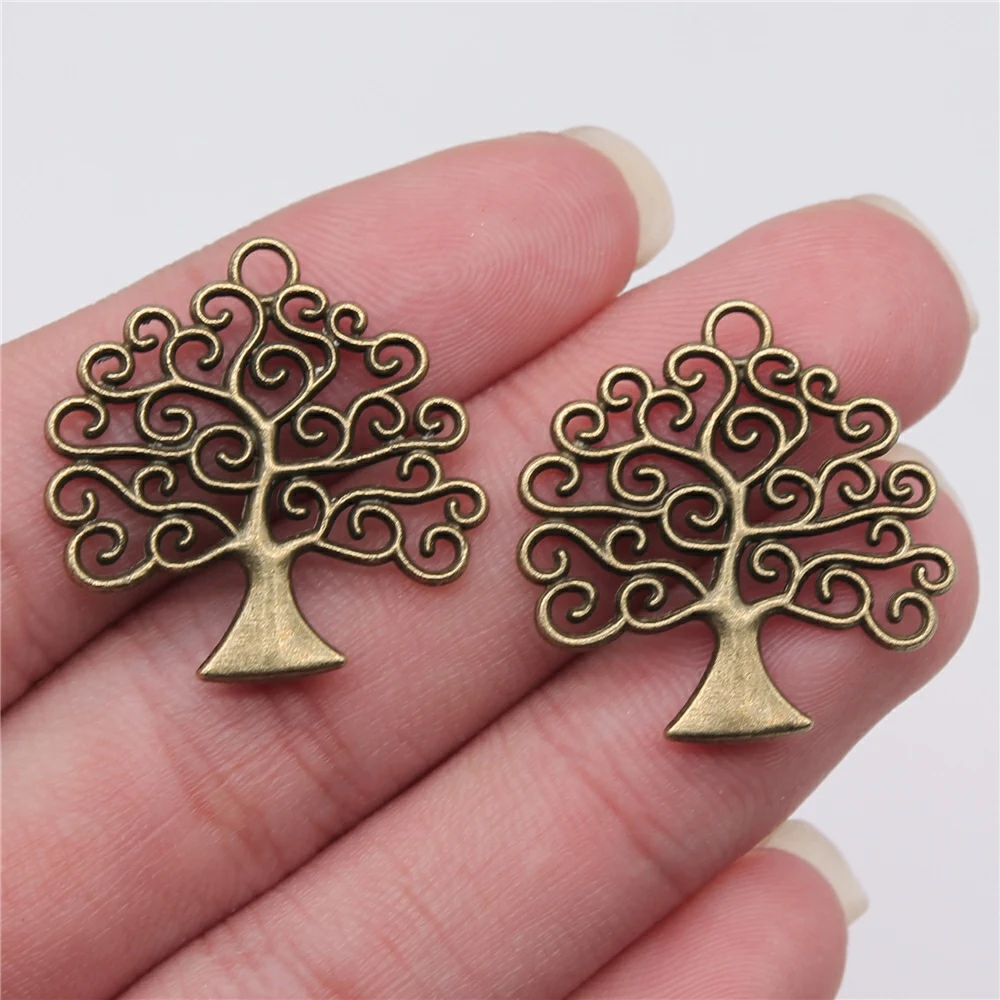 WYSIWYG 10 stks 26x26mm Antiek Brons Kleur Levensboom Charms Hanger Voor Sieraden Maken DIY Sieraden bevindingen