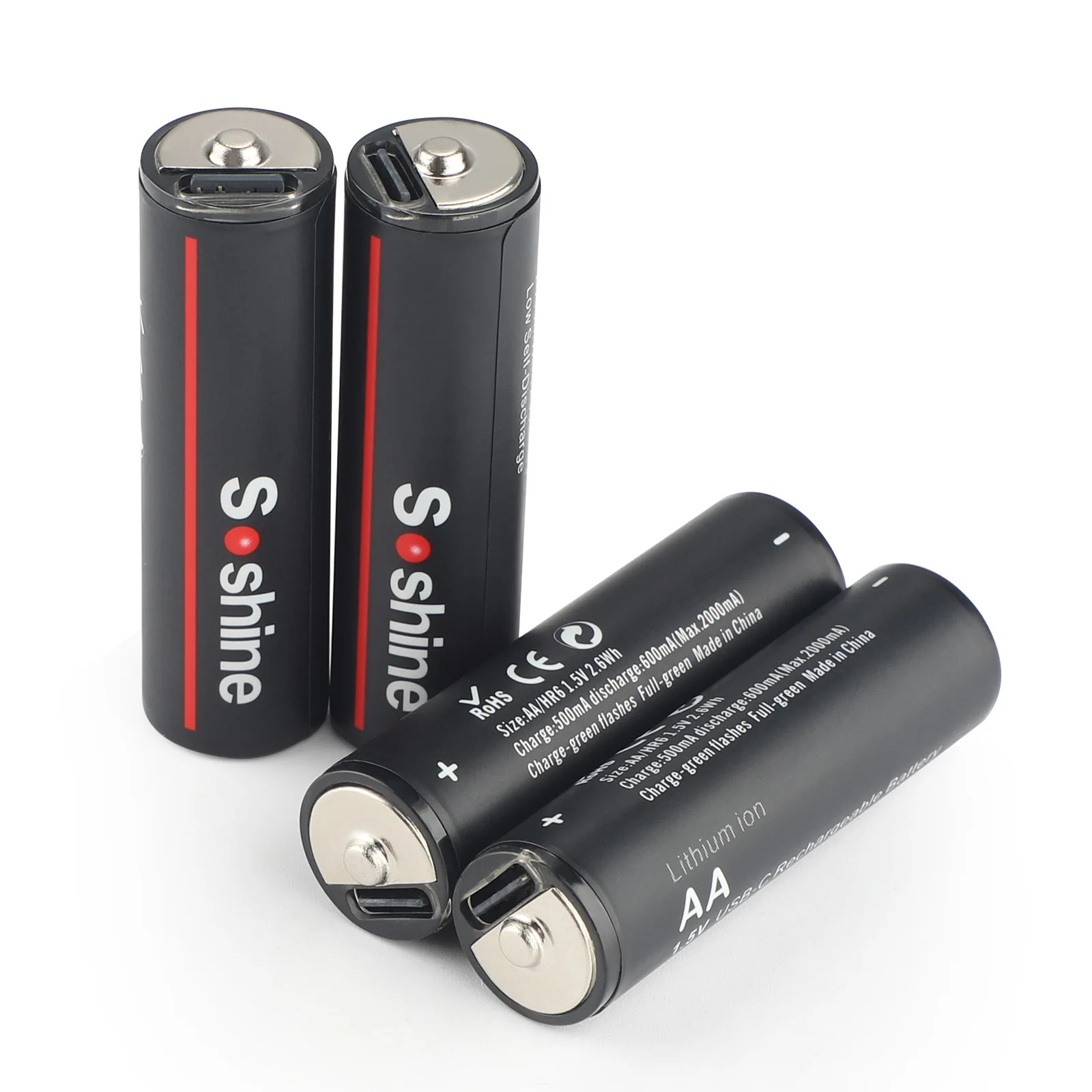 4PCS 1.5V 2600mWh AA rechargeable battery USB rechargeable lithium battery with TYPE-C cable for fast charging