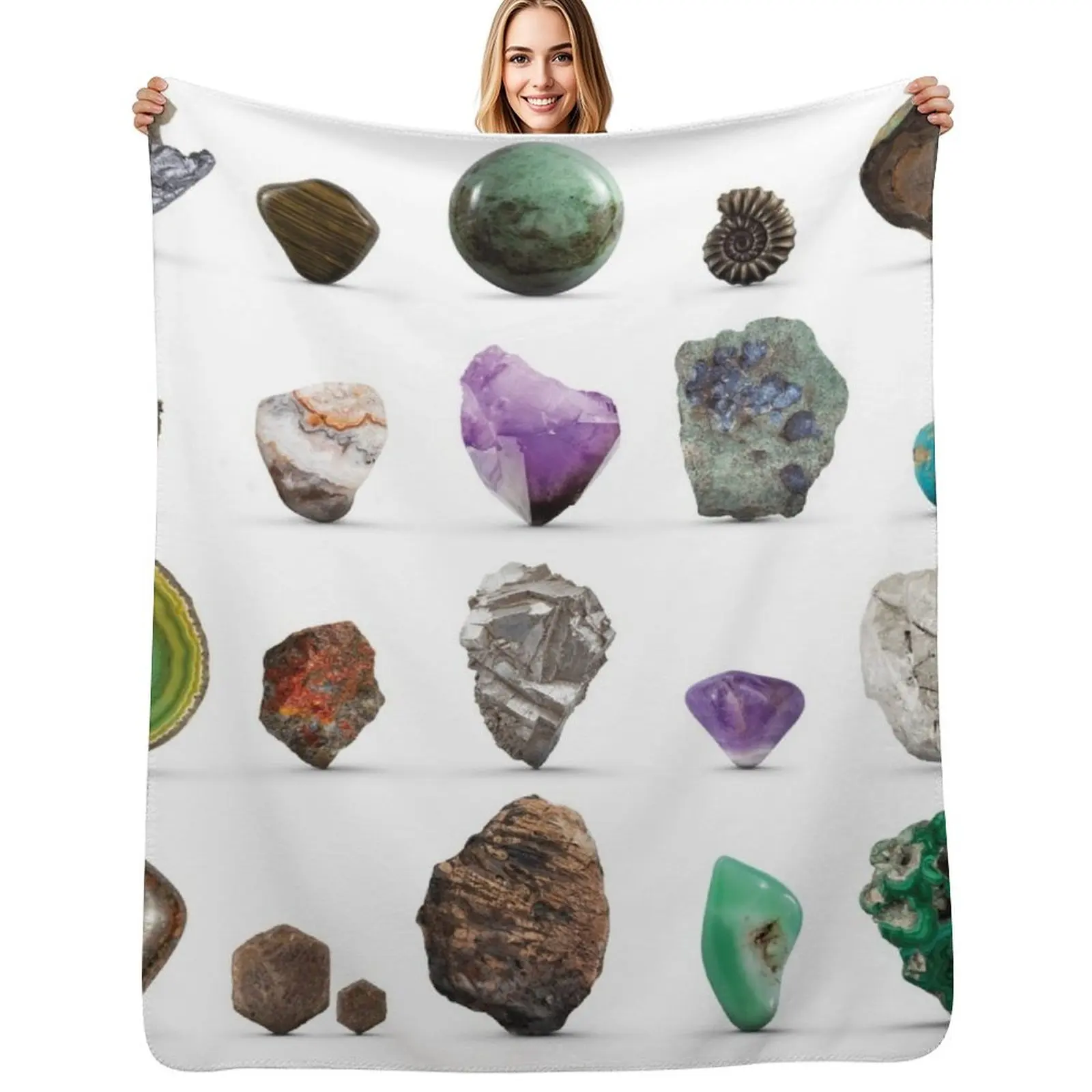 Gemstones, Rocks, Minerals and Crystals Throw Blanket Hair christmas gifts Tourist Luxury Cute Plaid for sofa Blankets