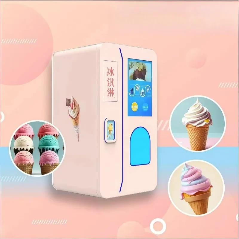 Smart Soft Ice Cream Vending Machine Customizable 24 Hour Self Service 250 Cups Capacity Bill Coin Card QR Code Payment