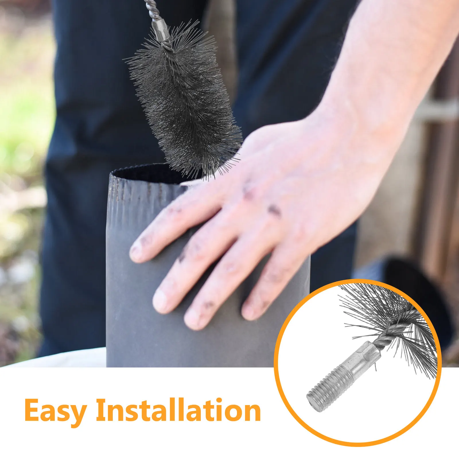 2Pcs Chimney Brush Replacement Head for Fireplace Stove Pipe Dryer Vent Cleaning Tool Premium Wire Bristles Fast Soot Removal