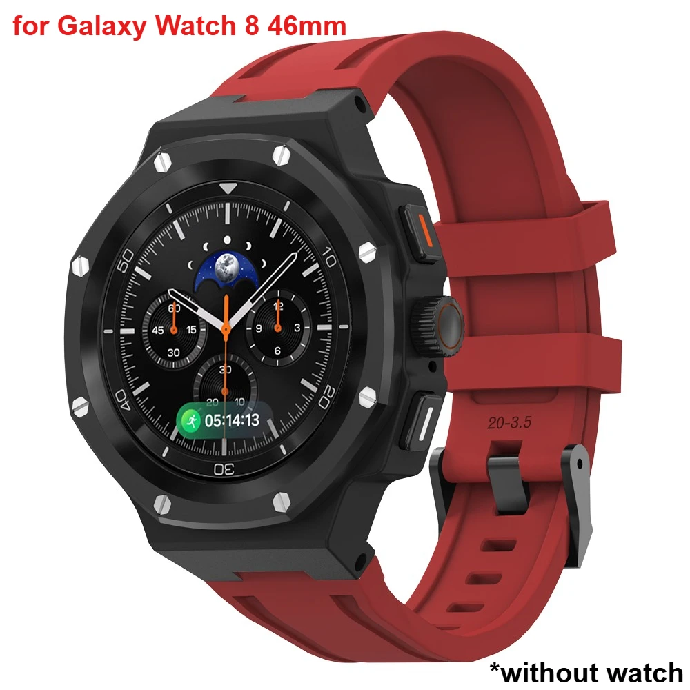 Luxe Mod Kit Voor Samsung Galaxy Horloge 8/8 Classic 40/44/46mm Legering Metalen behuizing Siliconen Band Volledige Cover Bescherming Band Set