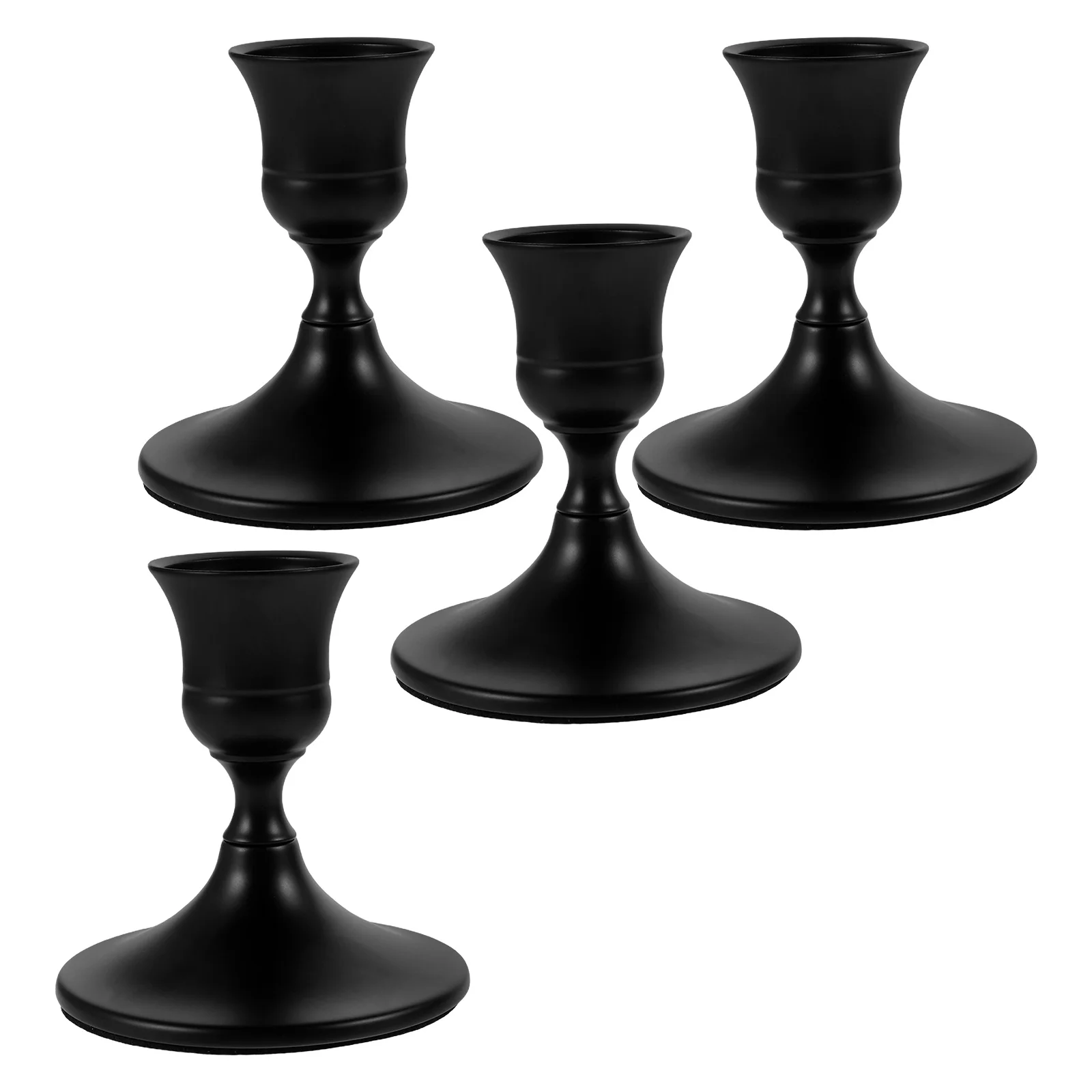 Candelabros negros de 4 Uds., soportes cónicos para mesa de centro, decoración de mantel, decoración navideña de Halloween