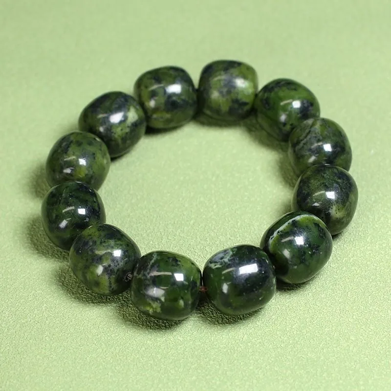 Tibetan Jade Medicine King Stone Bracelet, Old Beads, Temperament Daily Bracelet