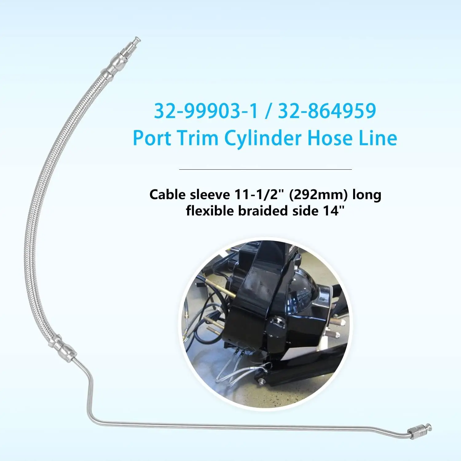 TM Trim Tilt hydraulic Ram Cylinder hose kit Fit for Mercruiser Alpha One I Gen I 16-3/16\