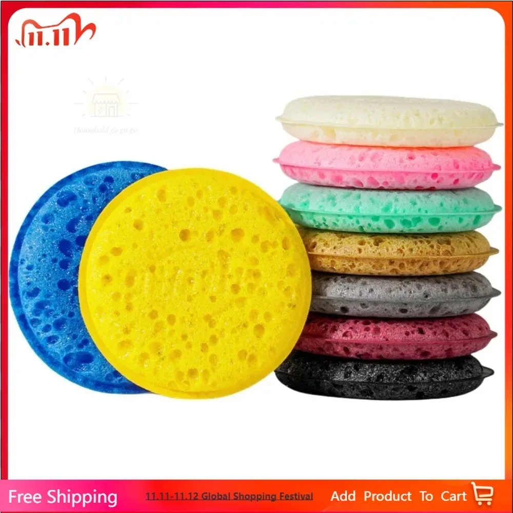 3Pcs High Density round Kitchen Dishwashing Sponge Soft Absorbent Rust Scouring Pad for Household Cleaning Pot Rubbing And Clean