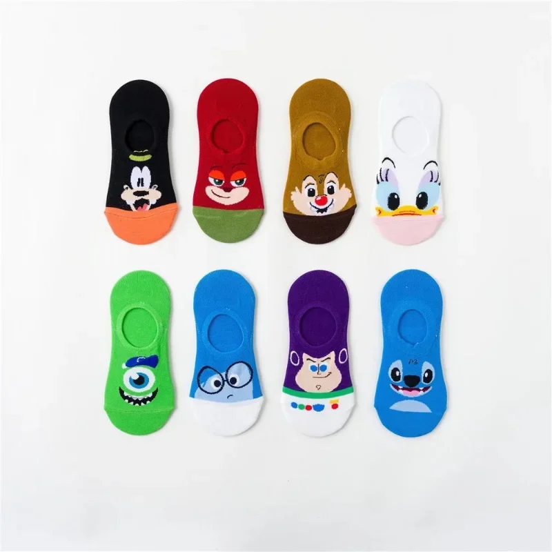 Disney Stitch Women Invisible Boat Socks Summer Mujer Silicone Non-slip Chaussette Ankle Low Female Cotton Breathable Calcetines