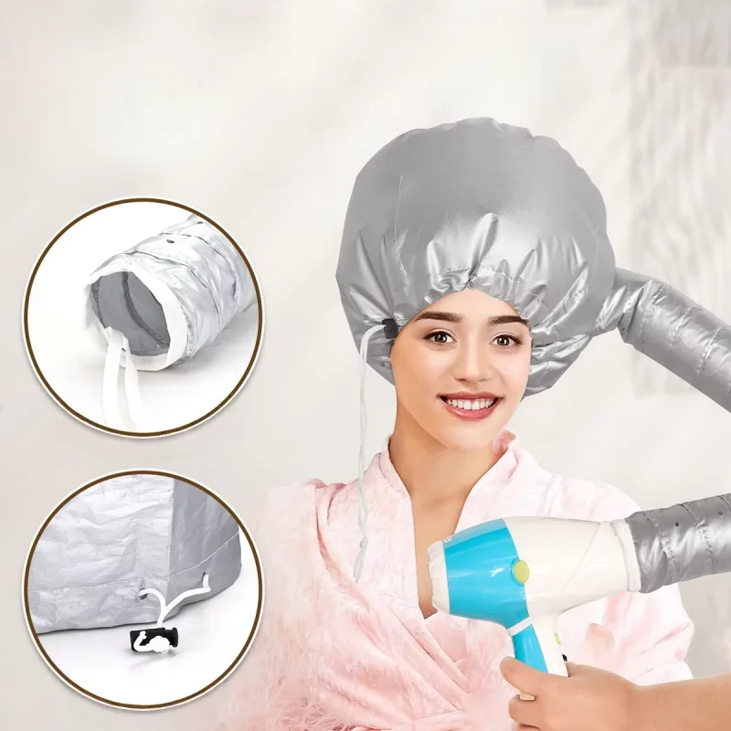 Gorro Secador de Pelo Portátil, Gorro de Secado con Aire Caliente Ajustable para Tratamientos Capilares en Casa, Permanente y Acondicionamiento Profundo