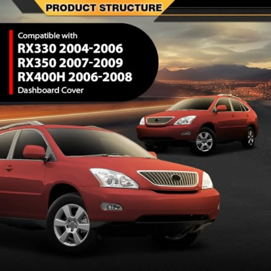 Capa do painel do painel compatível com LX RX330 2004-2006/LX RX350 2007-2009 Fit LX RX400h 2006-2008 Painel preto interior tri