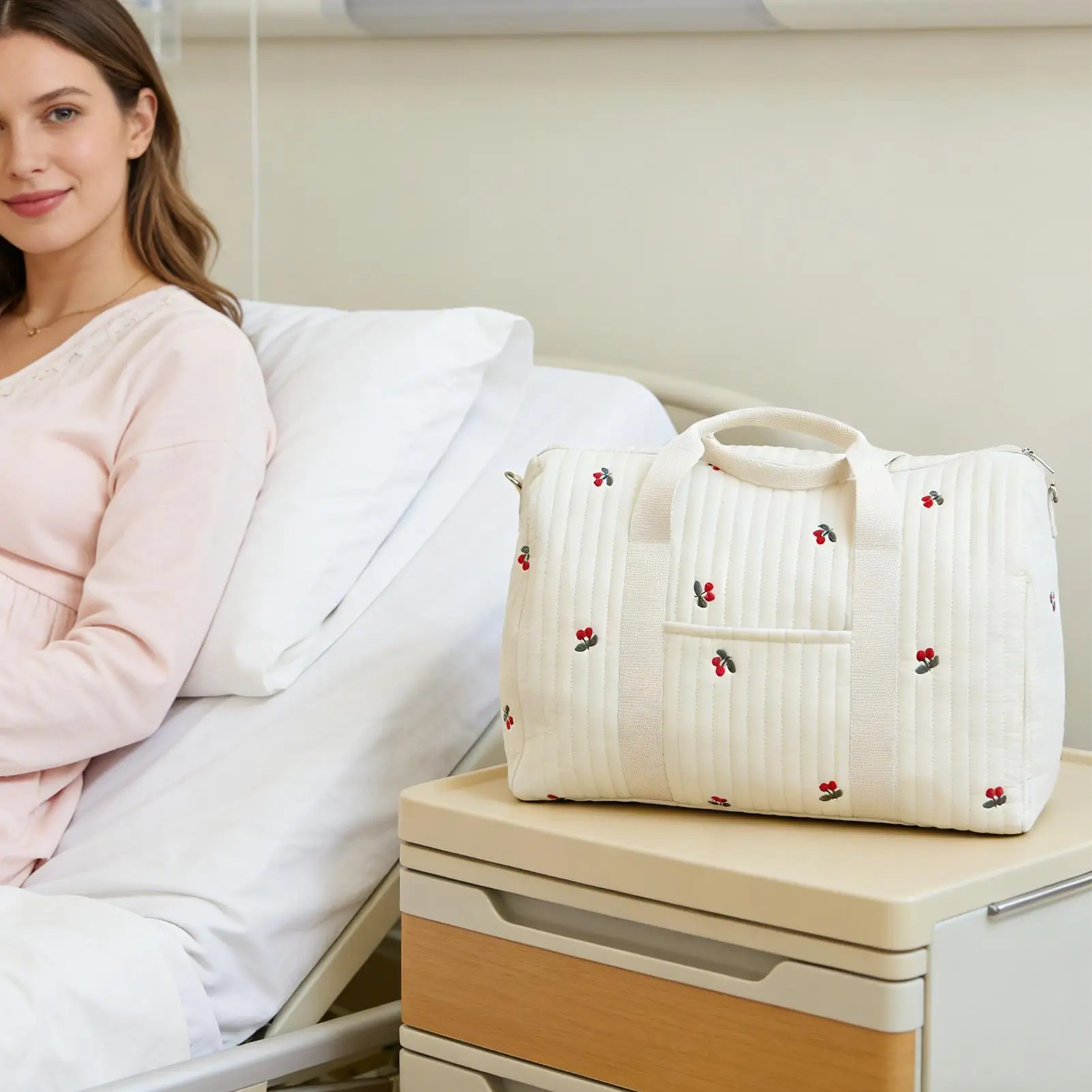 

Diaper Tote Embroidered Large Weekender Tote Hospital Bag For Gym Work School Outdoor Park Shopping Trip