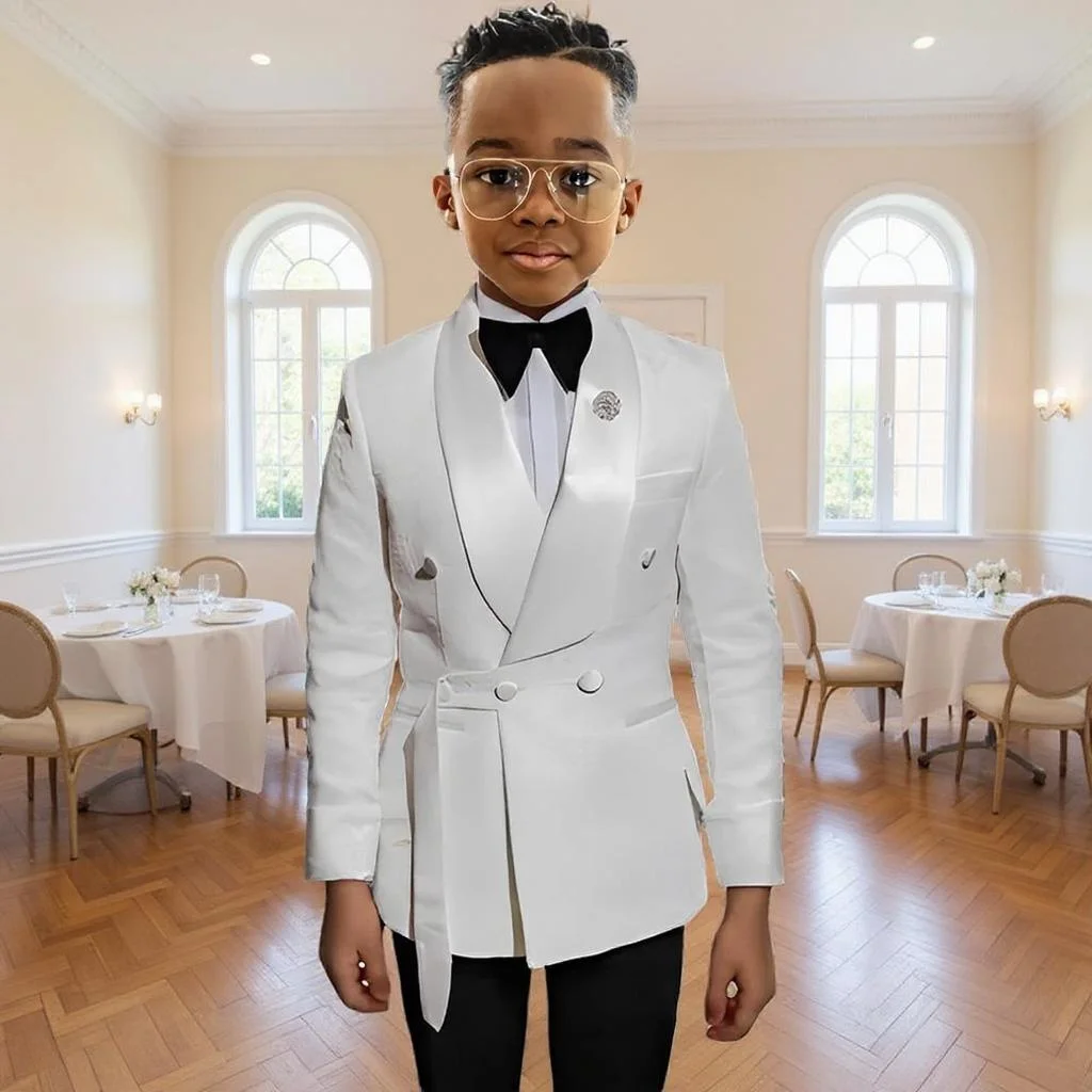 Double Breasted Boy Suits Formal 2 Pieces Child Set Wedding Kids Blazer with Pants African Design Custom 2-16 Years Old Suit