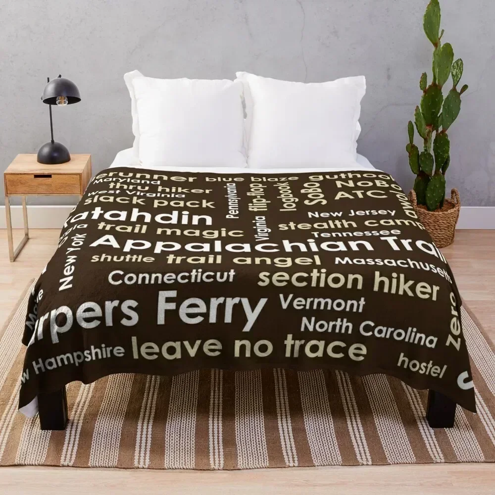 

Appalachian Trail Word Cloud Throw Blanket Warm Napping Blanket for Office Couch Bed