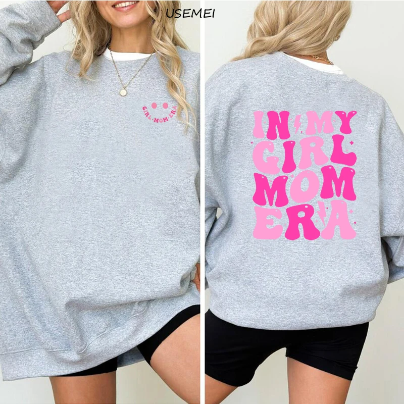 In My Girl Mom Era Crewneck Sweatshirt Women Pullover Girl Mom Mama Club Sweatshirts Spring Funny Clothes Gender Reveal