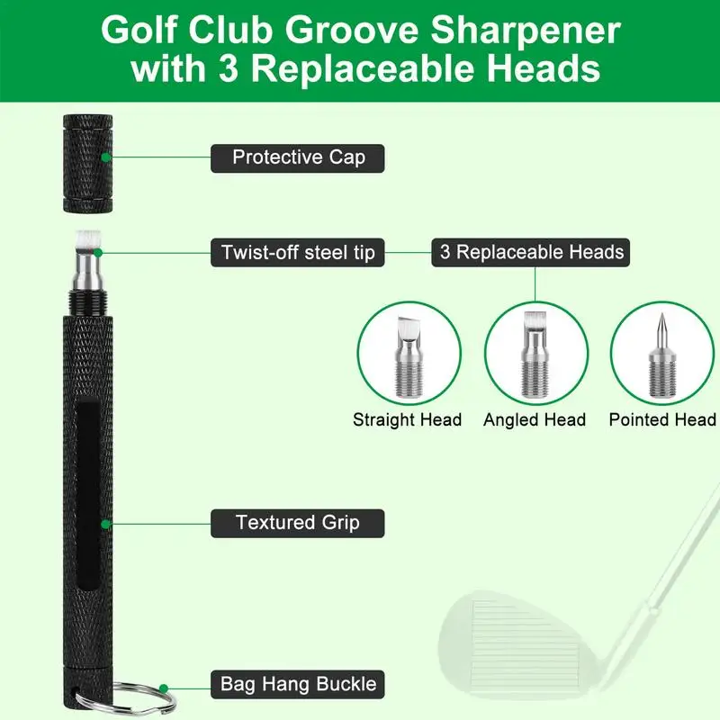 Multiple Use Golf Club Cleaning Tool Wedge Groove Sharpener Golf Iron Cleaner for U and V-Grooves Golf Accessories Training Aids