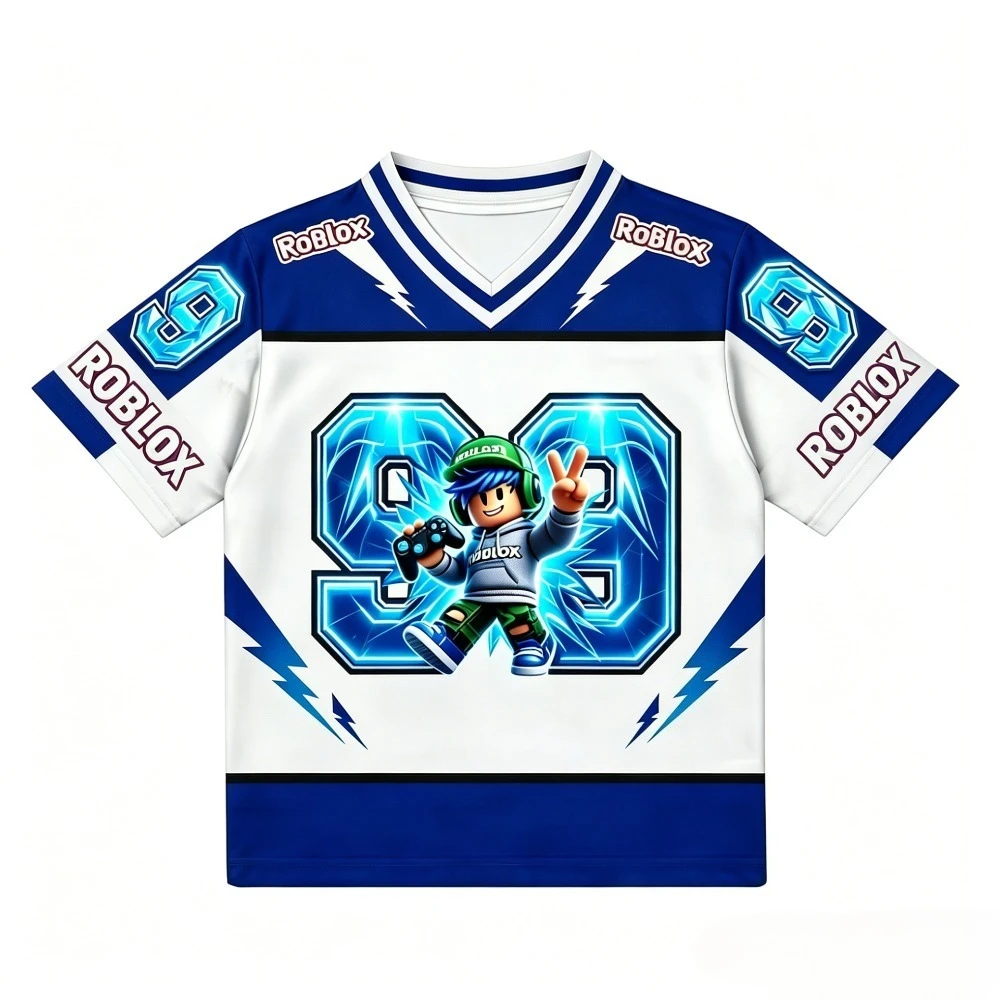 Roblox Game Character 3D Graphic V Neck T Shirt Summer Short Sleeve Tops for Boys Teen Gamer  Sports Clothes