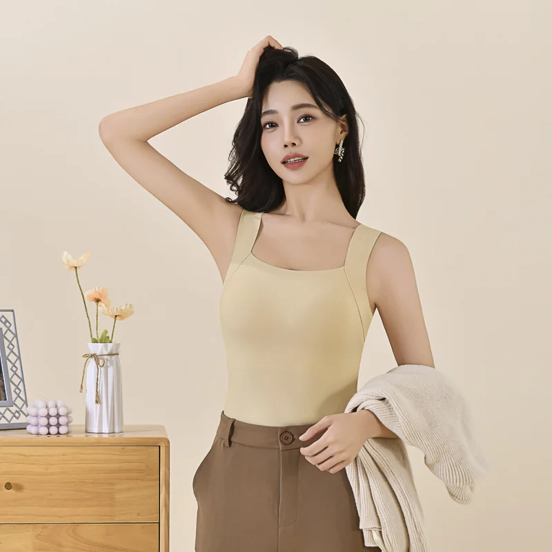 Thermal Underwear Winter New Heating Velvet Warm Tank Tops Solid Color Underwear Women Bottoming Wear Slim Waistcoat