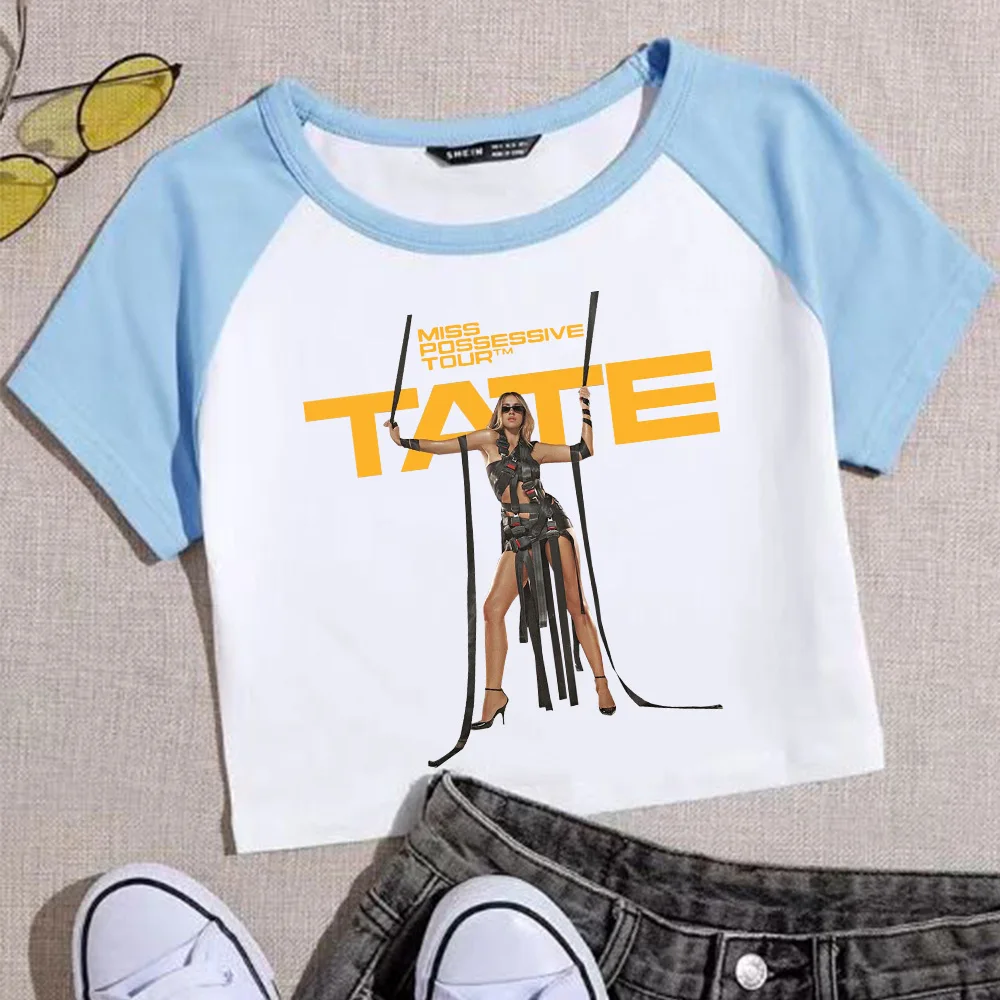 Tate McRae Miss Possessive World Tour 2025 Woman's Crop T-Shirt Girls Fashion O-Neck Short Sleeves Shirts Music Fans Gift