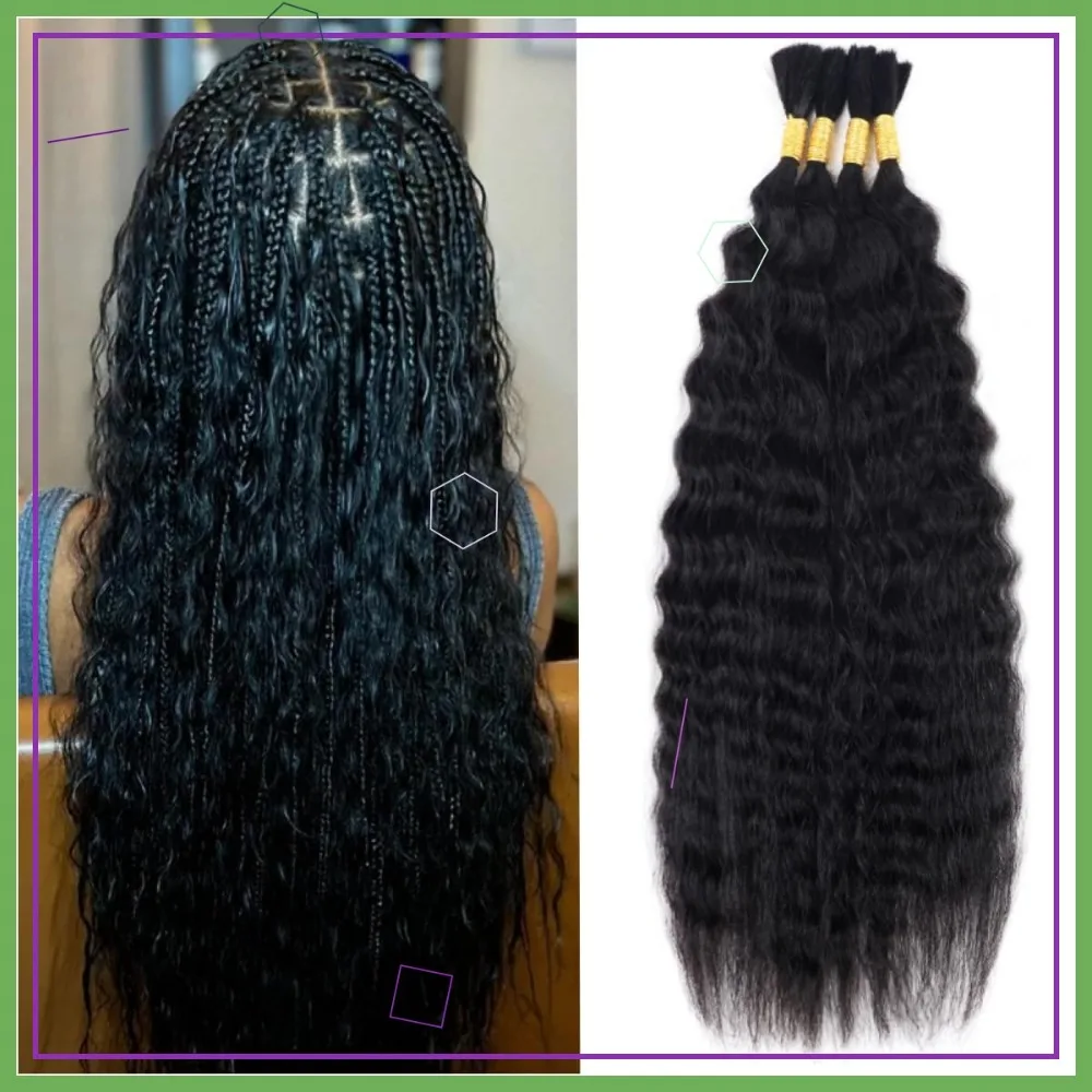 

Wet and Wavy Human Braiding Hair, Super Wave Bulk 100g (4pcs) for Boho Braids, #1b 20 Inch