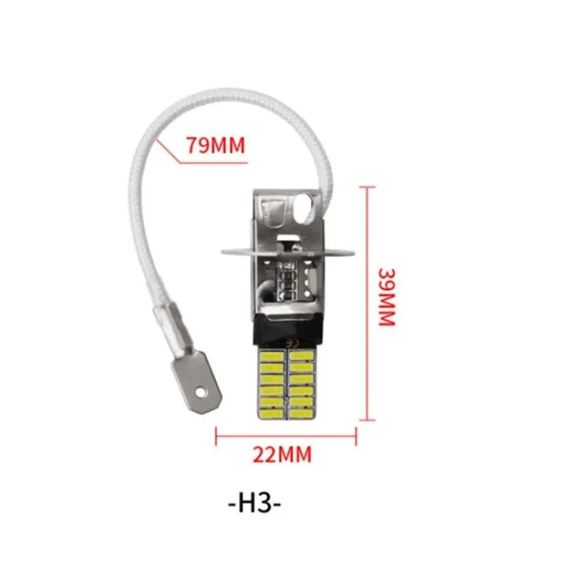 10pcs H3 2835 24 SMD LED Car Truck Auto Xenon White Lamp Fog Light DRL Bulb 6500K Daytime Running Lights 12V-24V Led Bulb Yellow