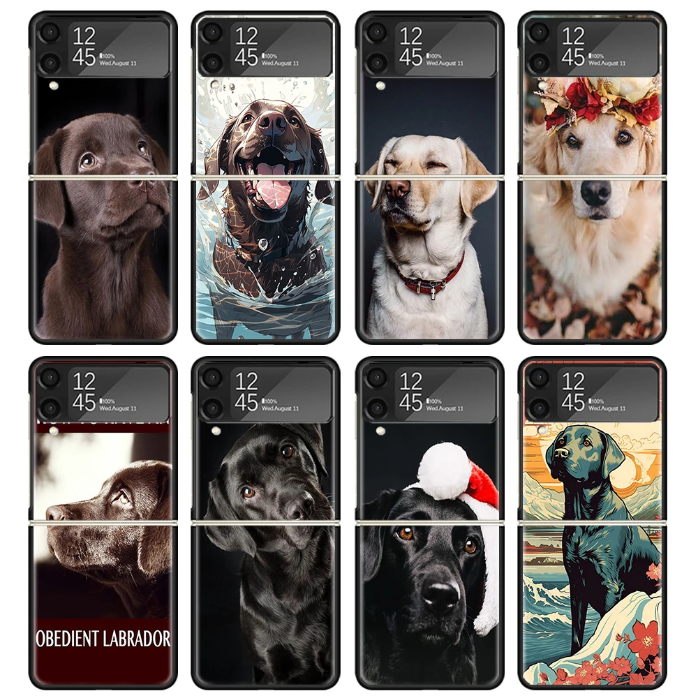 Labrador Retriever Dog Phone Case For Samsung Z Flip 6 5 4 3 Galaxy ZFlip6 5G Flip5 Flip4 Black Hard Camera Protective Cover