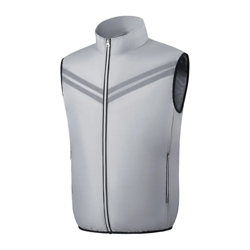 Minsu 2025 Air Conditioning Vest Sleeveless Summer Reflective Strip Workwear Vest Men Outdoor Cooling Fan Vest