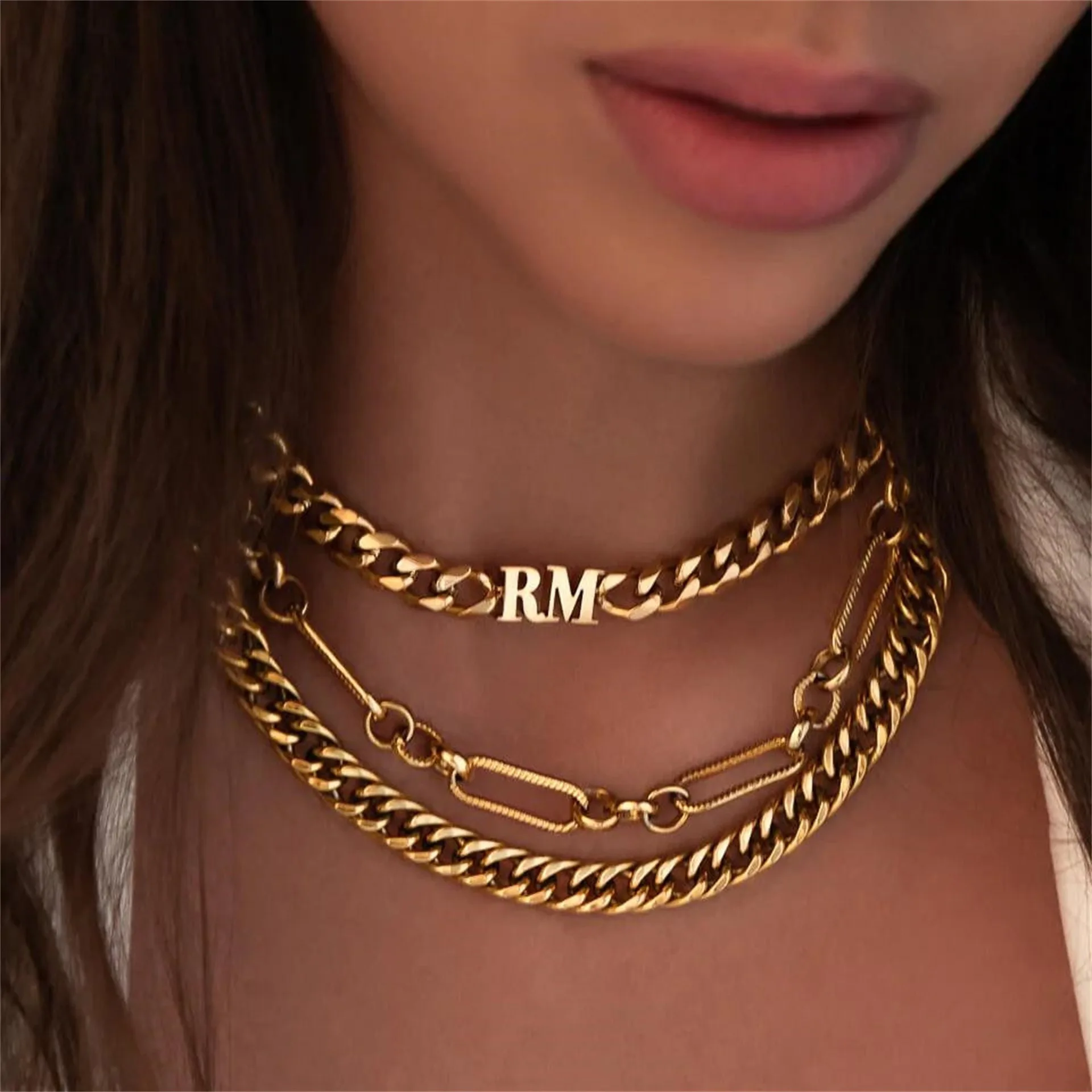 Custom Name 8mmNK Chain Necklace for Personalized Africa 60MM/6CM/5cm Gold Pendents Big Hip hop Welding name Cuban Necklace