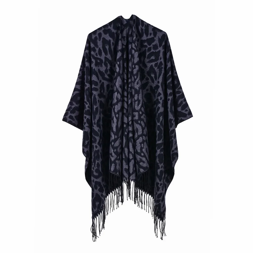 

Autumn Winter European American Street Women Scarf Versatile Warm Tassel Air conditioning room Shawl Lady Cloak Ponchos Capes 9