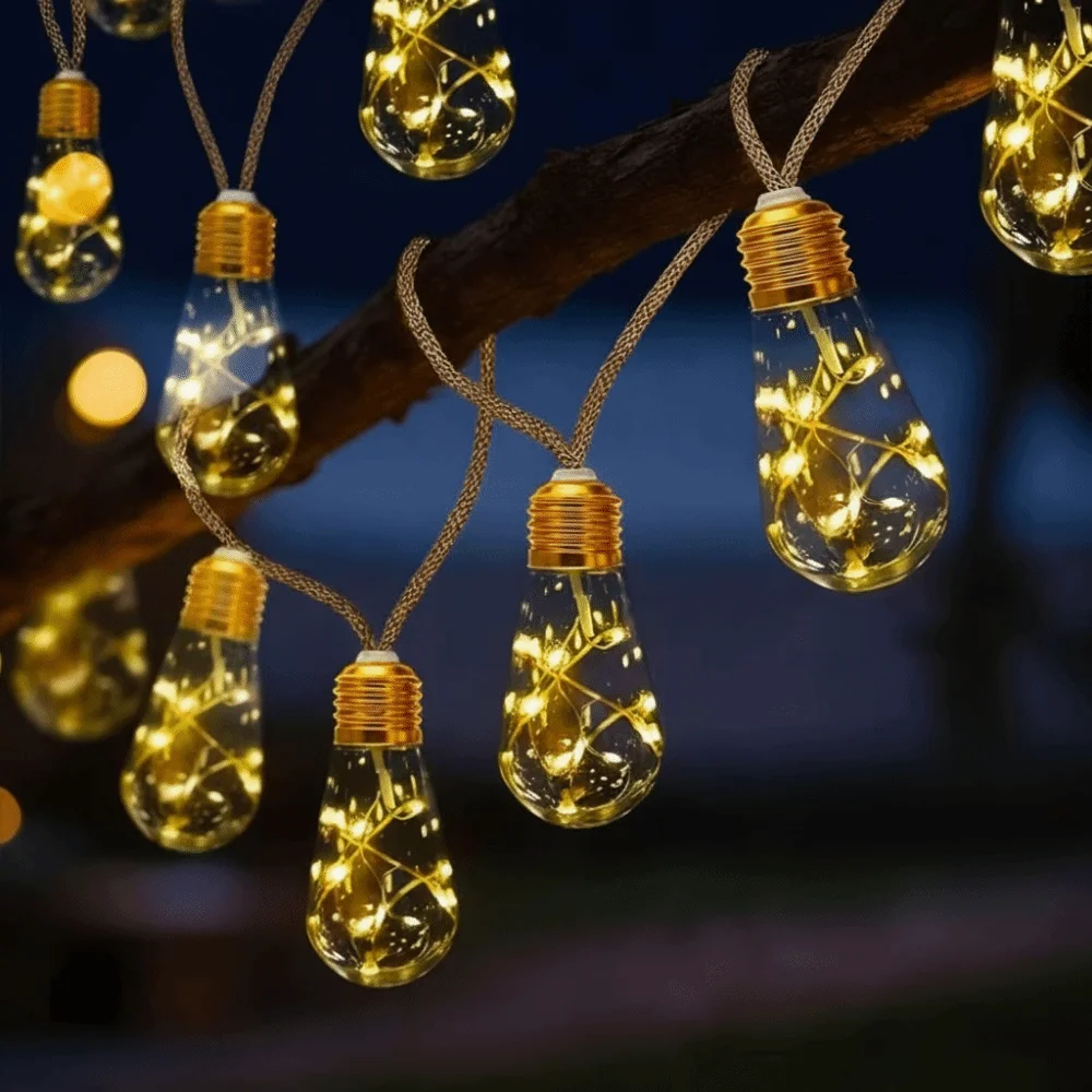 Waterproof Solar String Lights Rope Lights Bulb Lights Outdoor String Lights Solar Powered Energy Saving Fairy String Lights
