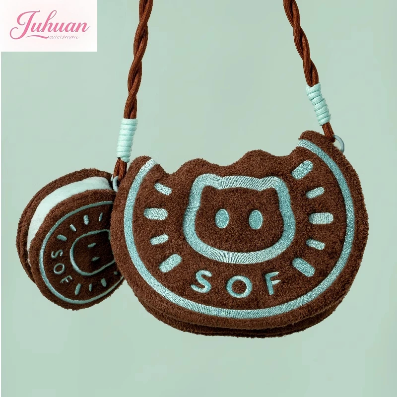 Original Lolita Chocolate Chip Cookies Cute Plush Shoulder Oblique Straddle Bags Women's Storage Change Bag Girl Birthday Gift