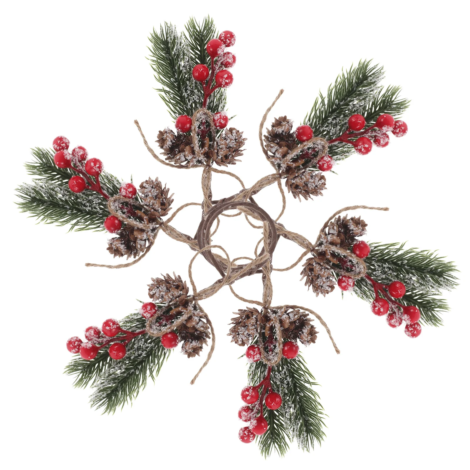 6Pcs Christmas Napkin Rings Cedar Red Berry Festive Holiday Table Setting Reusable Elegant Napkin Holders for Parties